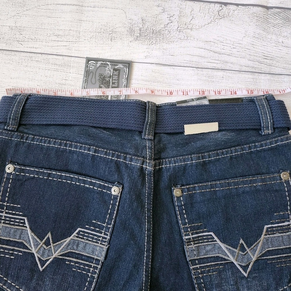 Men's Distressed Dark Blue Wash Denim Shorts Skinny Fit - Picture 10 of 11